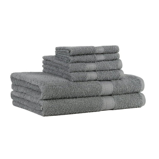 GREY COTTON BATH TOWEL WITH DARK BORDERS - PACK OF 3