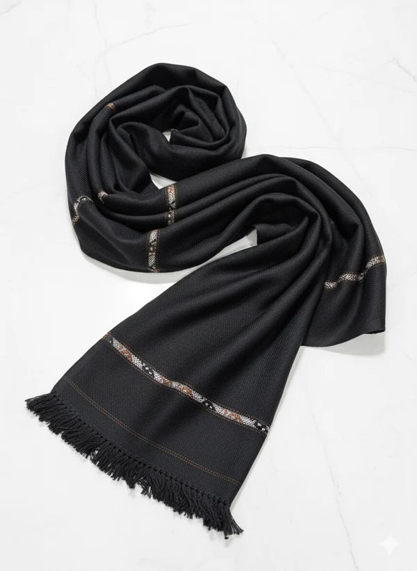 Black Wool Shawl - Men