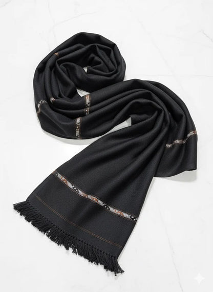 Black Wool Shawl - Men
