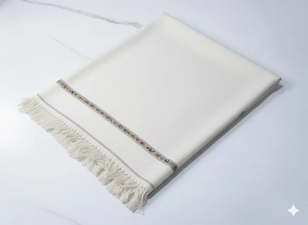 White Wool Shawl - Men