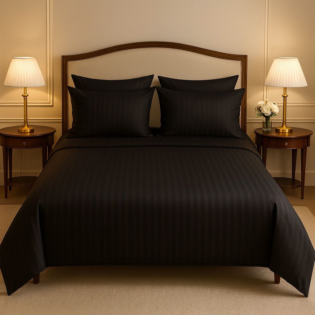 Black Satin Stripe - Bedsheet